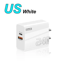 Ultra Quick 240W Dual - Port USB PD Wall Charger with EU/US/UK Plug (US White)