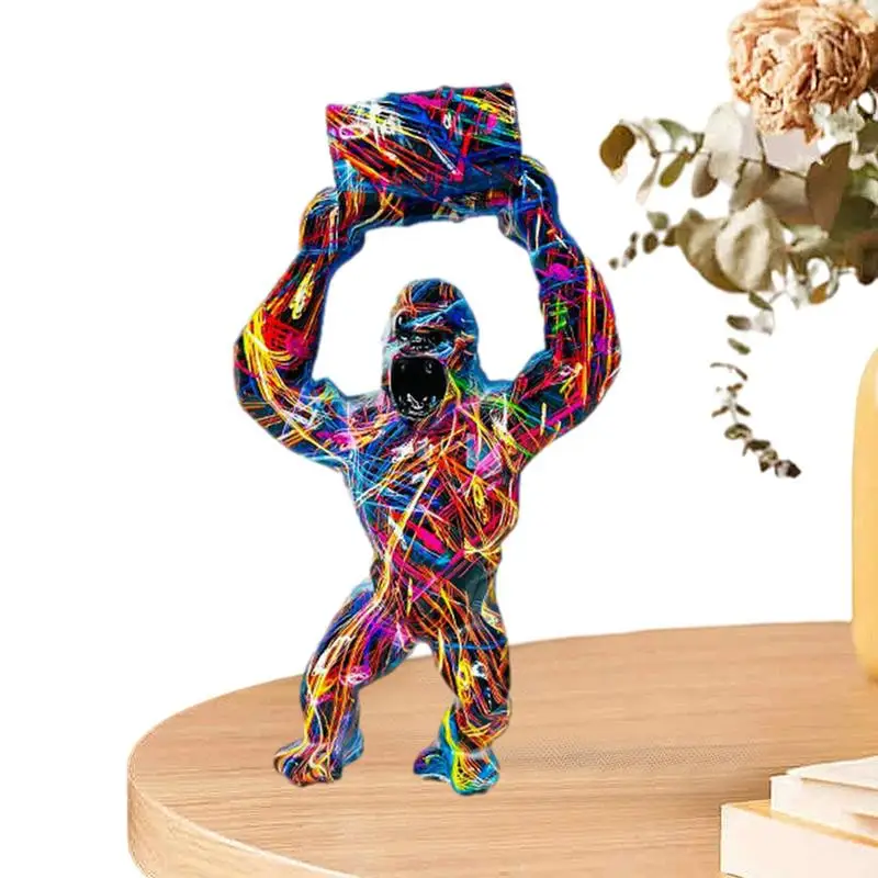 

Colorful Graffiti Gorilla Sculpture Modern Home Decorations Graffiti Gorilla Sculptures Desktop Collectible Gorilla Ornament