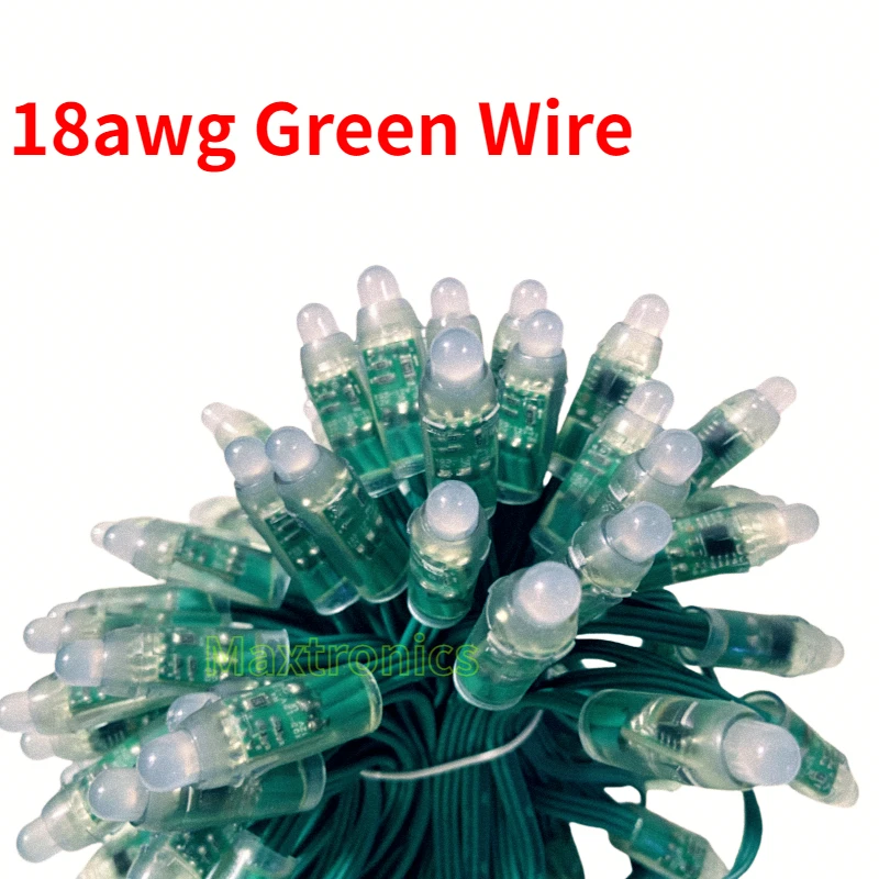 500-1000pc WS2811 RGB LED Modules 12mm String Light IP68 DC12V Waterproof Connector Programmable 18AWG Green Wire Led Pixel Lamp