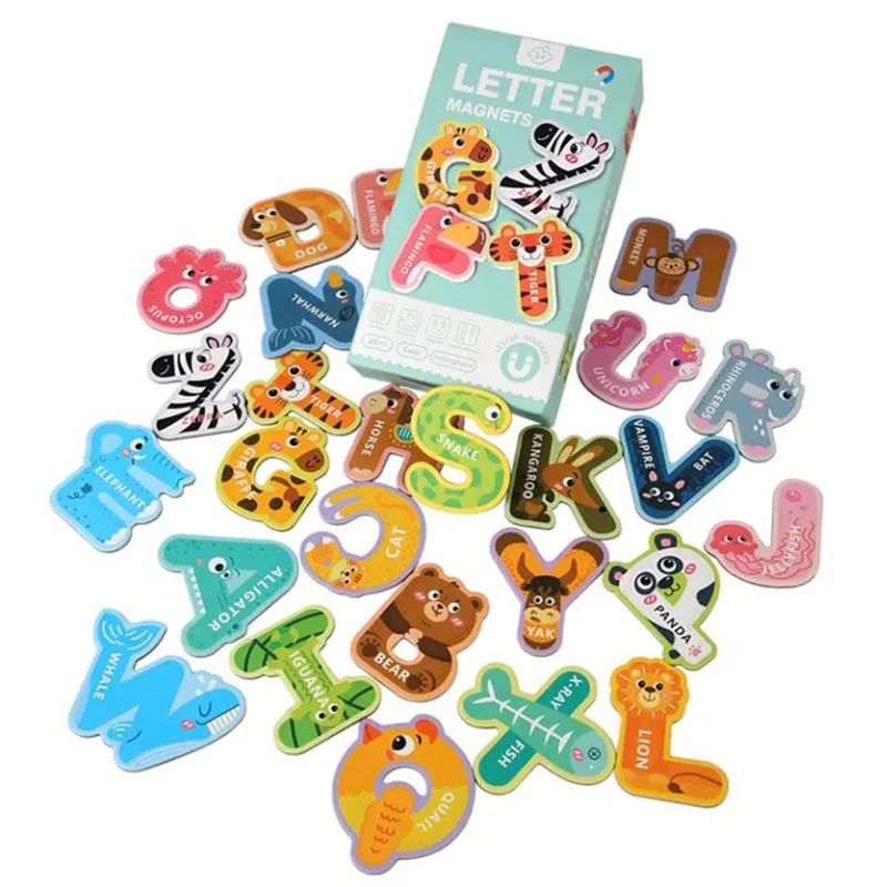 Magnetic Letter Number Large Animal Alphabet Magnets for Fridge Kid Magnetic Refrigerator Uppercase ABC Alphabet Educational Toy