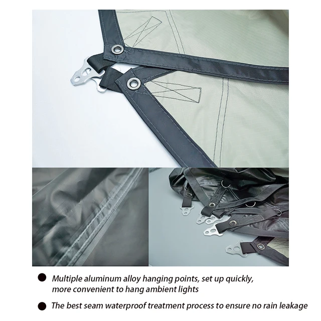 5X4,5 M Nagy Fekete Bevonó Ponyvás Vízálló Hatszögletű Napellenző Kemping Kültéri Árnyék Ponyva Sátor Menedék Napzólap Flysheet - Image 6