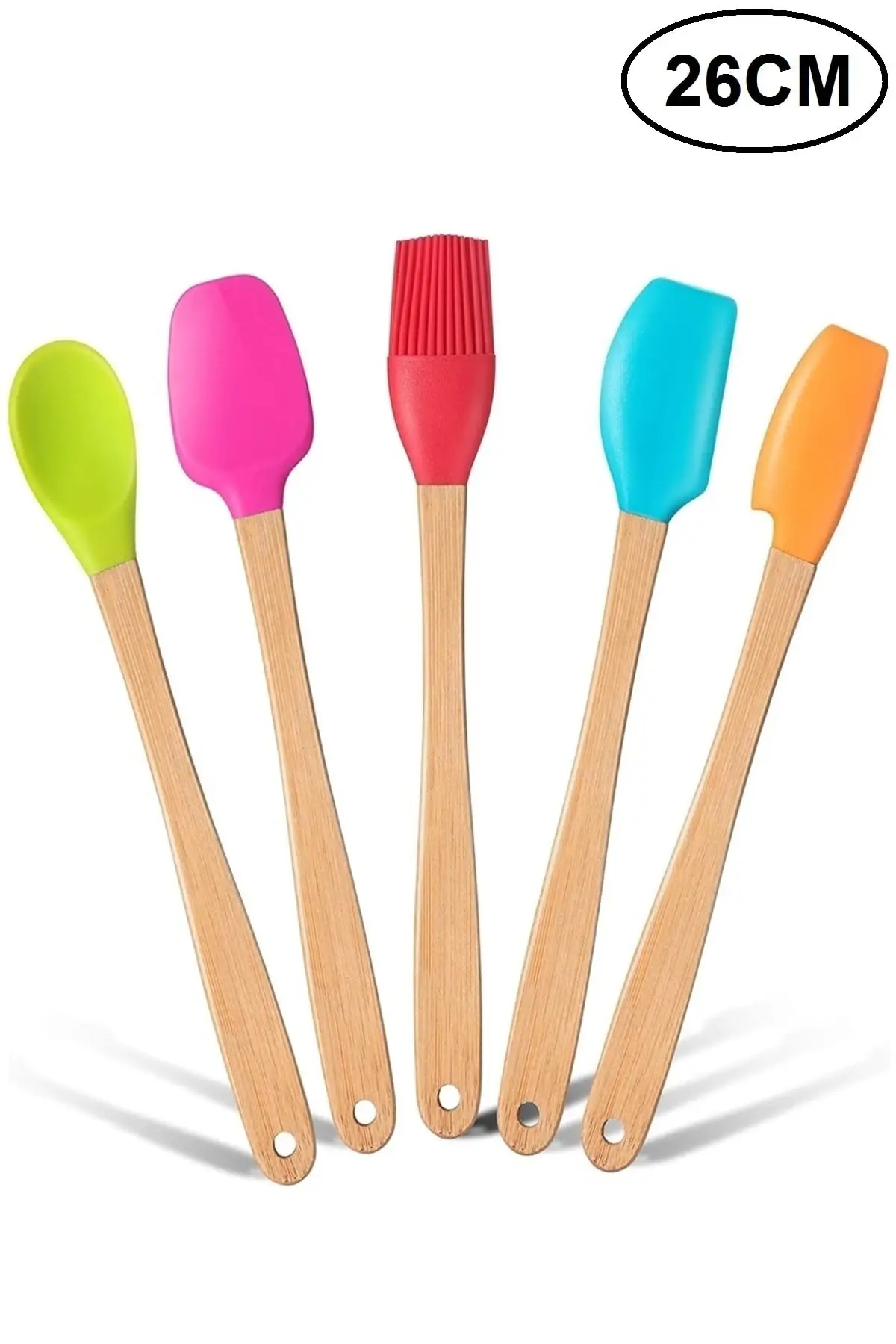 Indigo 5 Li Colorful Bamboo Silicone Spatula Set Long 26cm Multi Advantage Pack Diverging Spatula сковорода indigo 26cm bgmp 7973 bergner