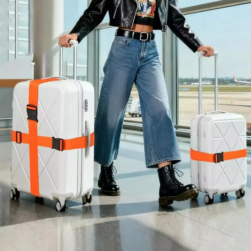 Set di 4 cinghie per bagagli, cinghie per fissare i bagagli, cinghie per valigie, utilizzate per sigillare e identificare comodamente le borse da viaggio, accessori da viaggio - immagine 4