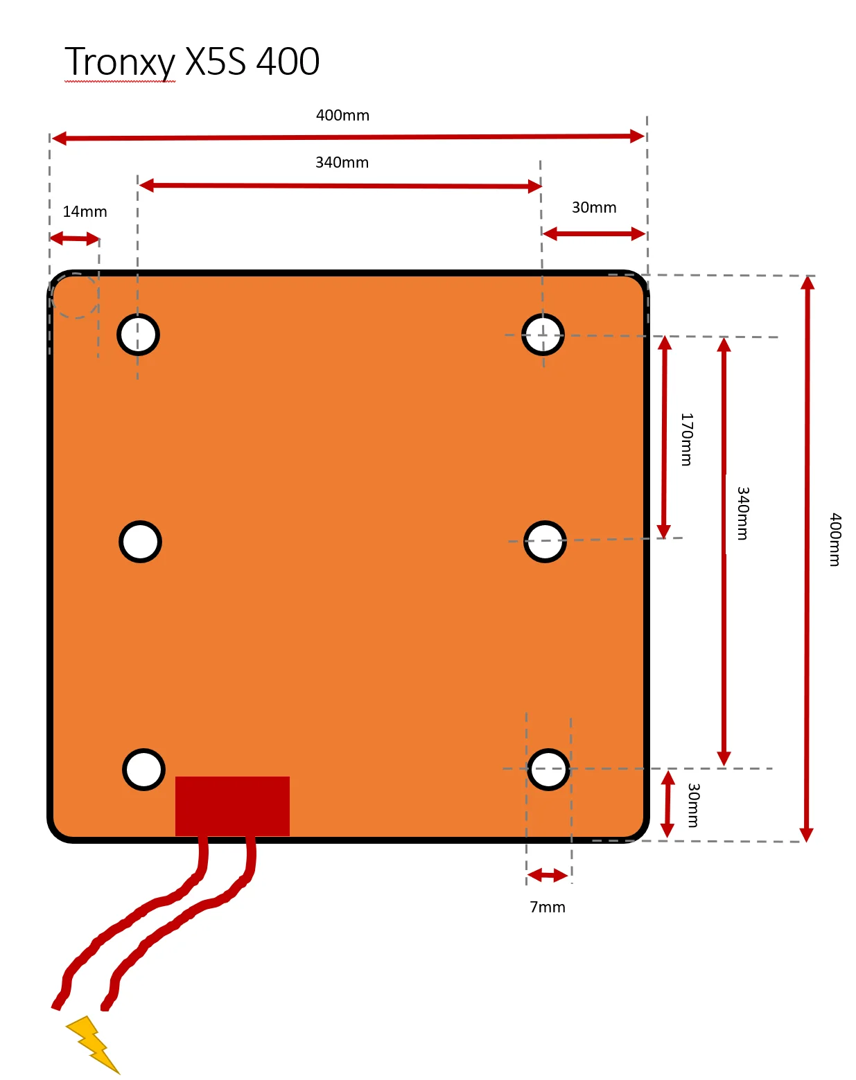 For Tronxy X5SA 400 Silicone Heated Build Plate 400x400 1400w 6 Holes 3D  Printer Heated Bed Tronxy x5sa Silicone Heater - AliExpress