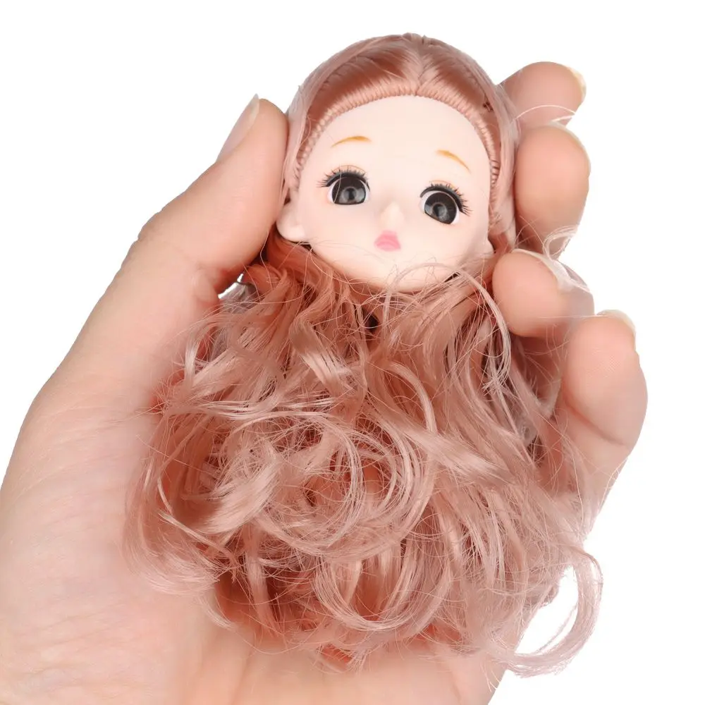 30CM Doll Head With Long Curly Hair Straight Wig For 16cm Dolls Accessories Removable Joint Toys DIY Head For 1/6 BJD Dolls
