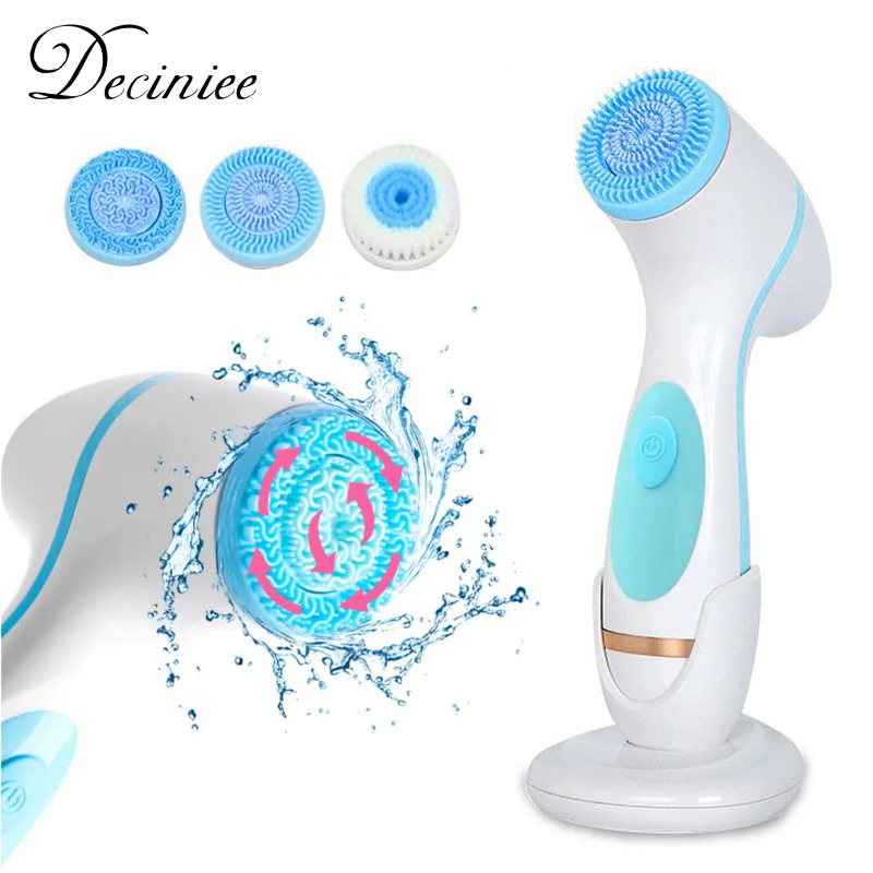 3in1 Electric Facial Cleansing Brush Silicone Rotate Deep Cleaning Pore