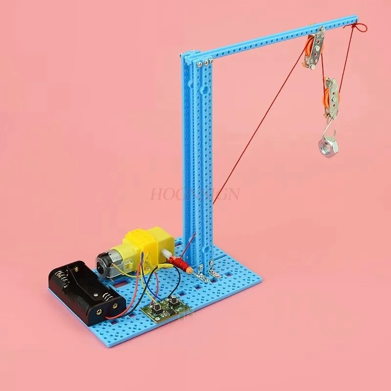 1세트 물리 과학 실험 풀리 크레인 수동 DIY 재료 기술 소형 제작자 학생용