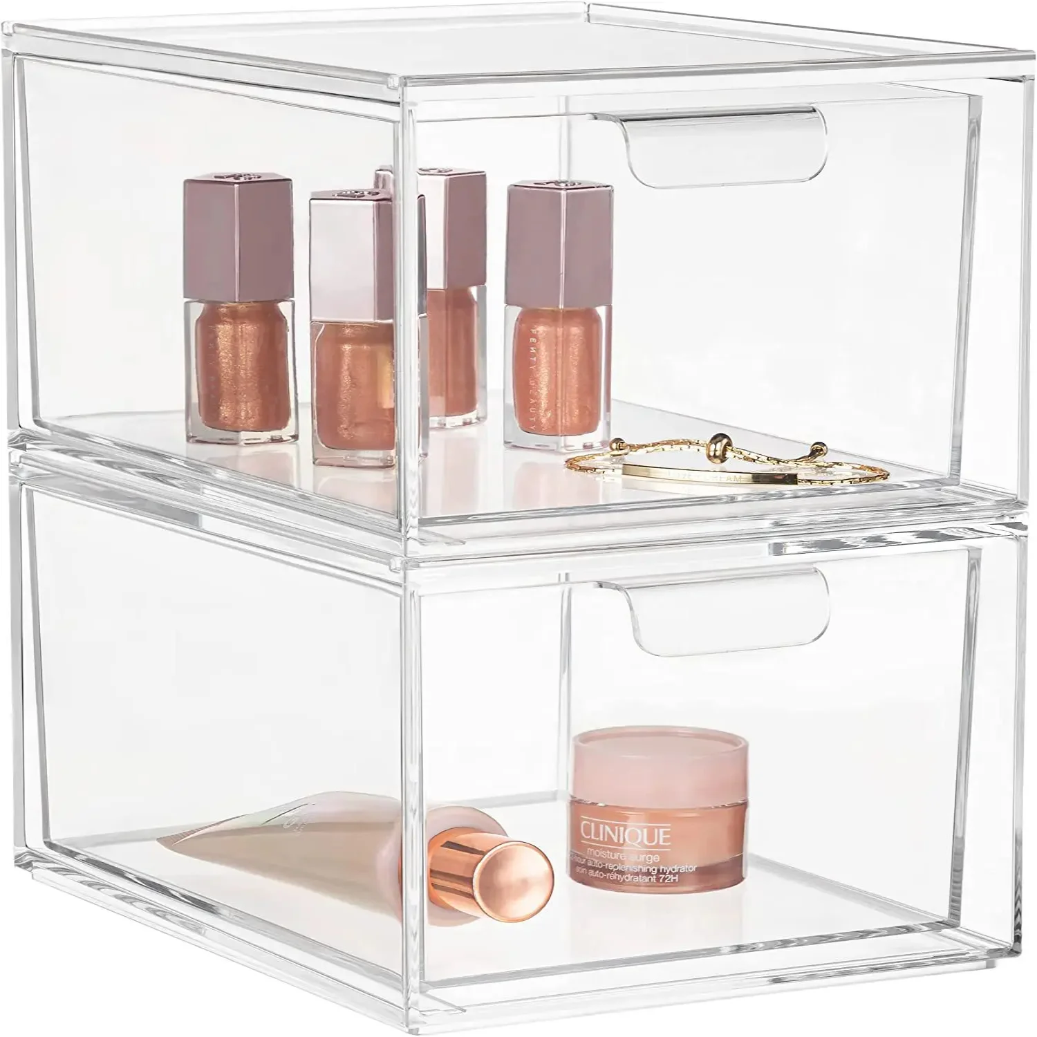 Acrylic Stackable Makeup Organizer Transparent Drawer Fridge Organizers Bins Box Cabinets Pantry