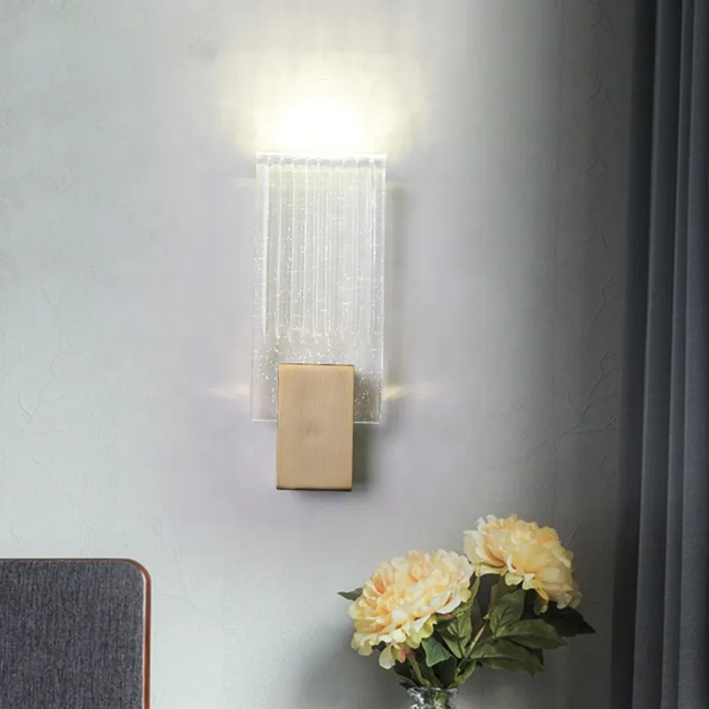 Small modern luxury crystal wall mounted lighting brass led hotel reading beside art decor wall lamp copper sconce headlights 4