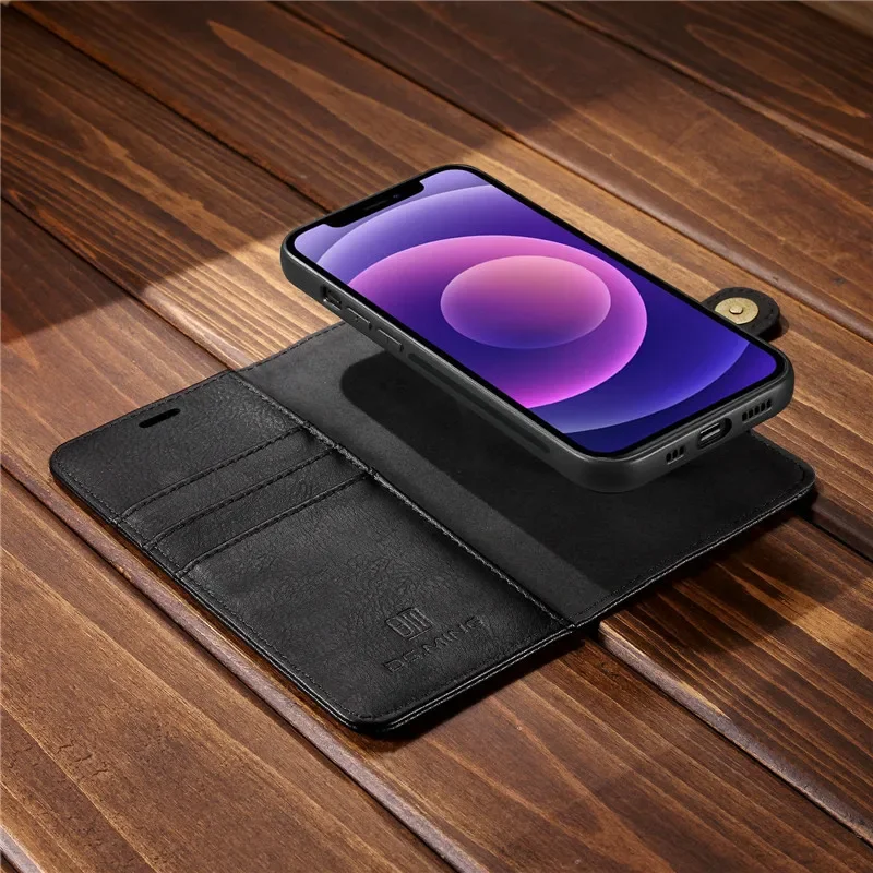 Acheter Étui portefeuille à rabat magnétique solide en cuir de mode pour iPhone Samsung Huawei