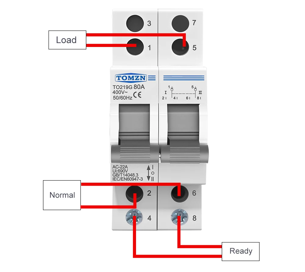 TO419G Changeover Switch 1234P 400V~ 80A MTS Dual Power Manual Transfer Isolatin