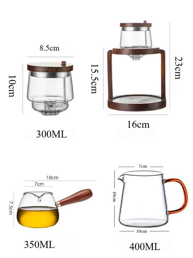 High End Heat-resistant Glass Automatic Tea Maker Home Office Push To Brew Tea Kettle Glass Kung Fu Set