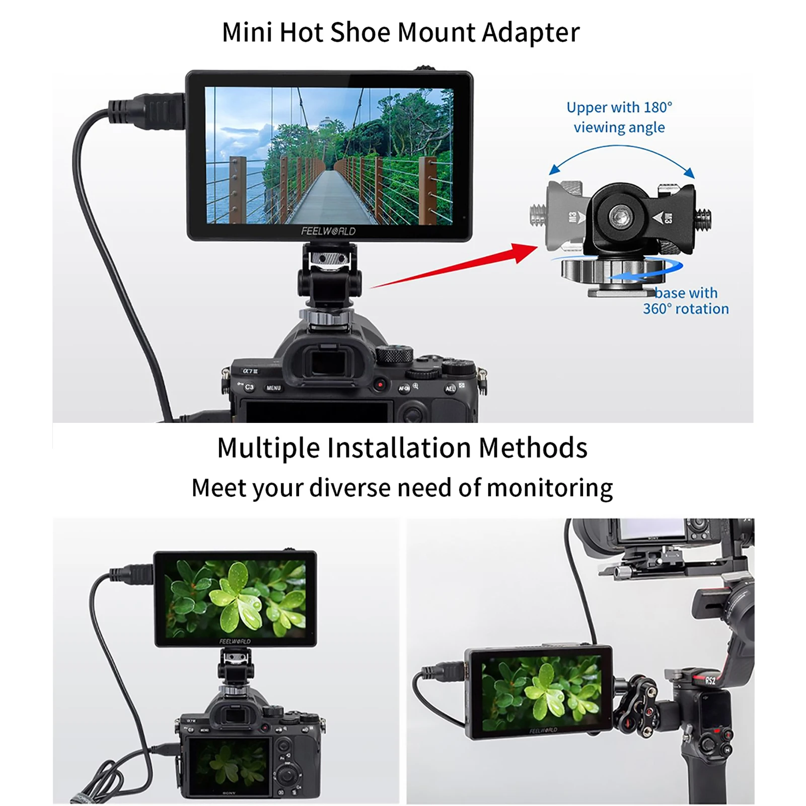 肌触りがいい LUT5 FEELWORLD 3000nit 5.5インチカメラモニター LUT5