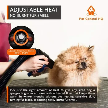 Dog Hair Dryer Blower for Grooming - Professional High Velocity 4.5HP Blow Dryer for Dogs - Pet Dryer Adjustable Heat Low Noise 4