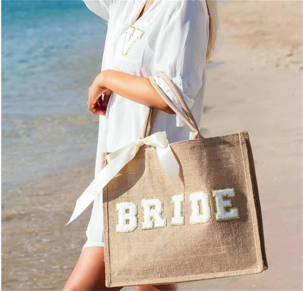 

Bride Bag Beach Bag Bridesmaid Tote Bag Bachelorette Gift Bag with Name Large Beach Tote Custom Gift Bachelorette Party Gift Hon