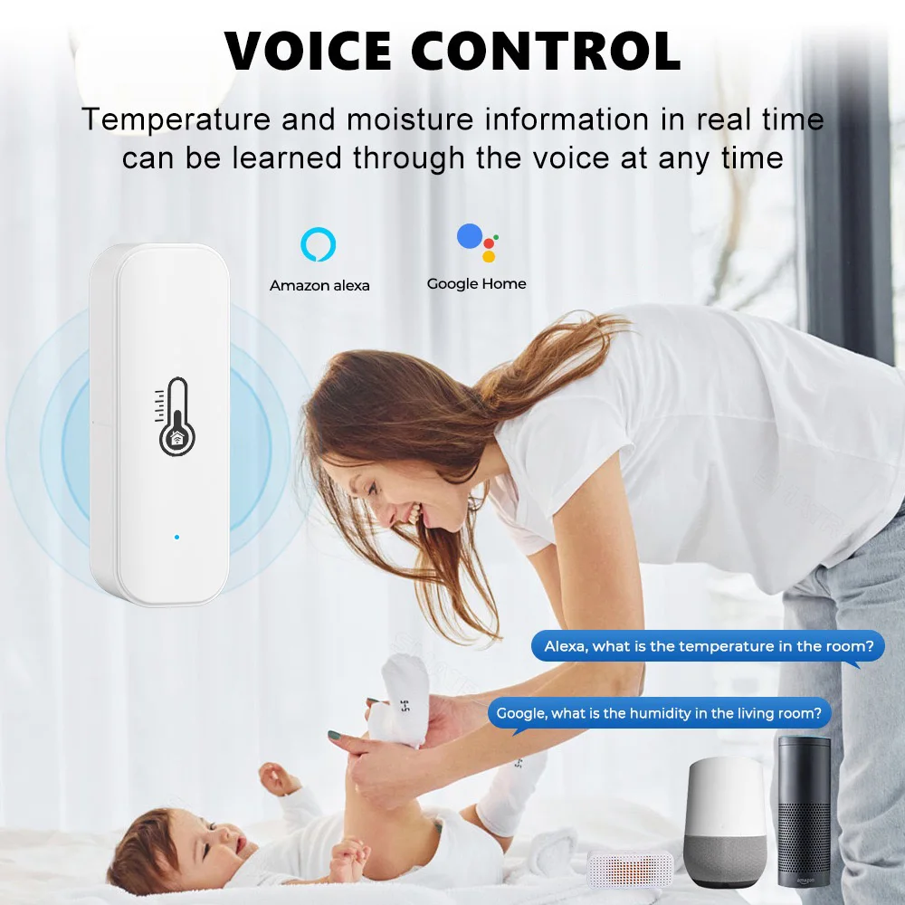 Tuya Wifi Temperature Humidity Sensor Smart Life App Monitor Smart Home  Work With Alexa Google Home No Hub Required - Temu