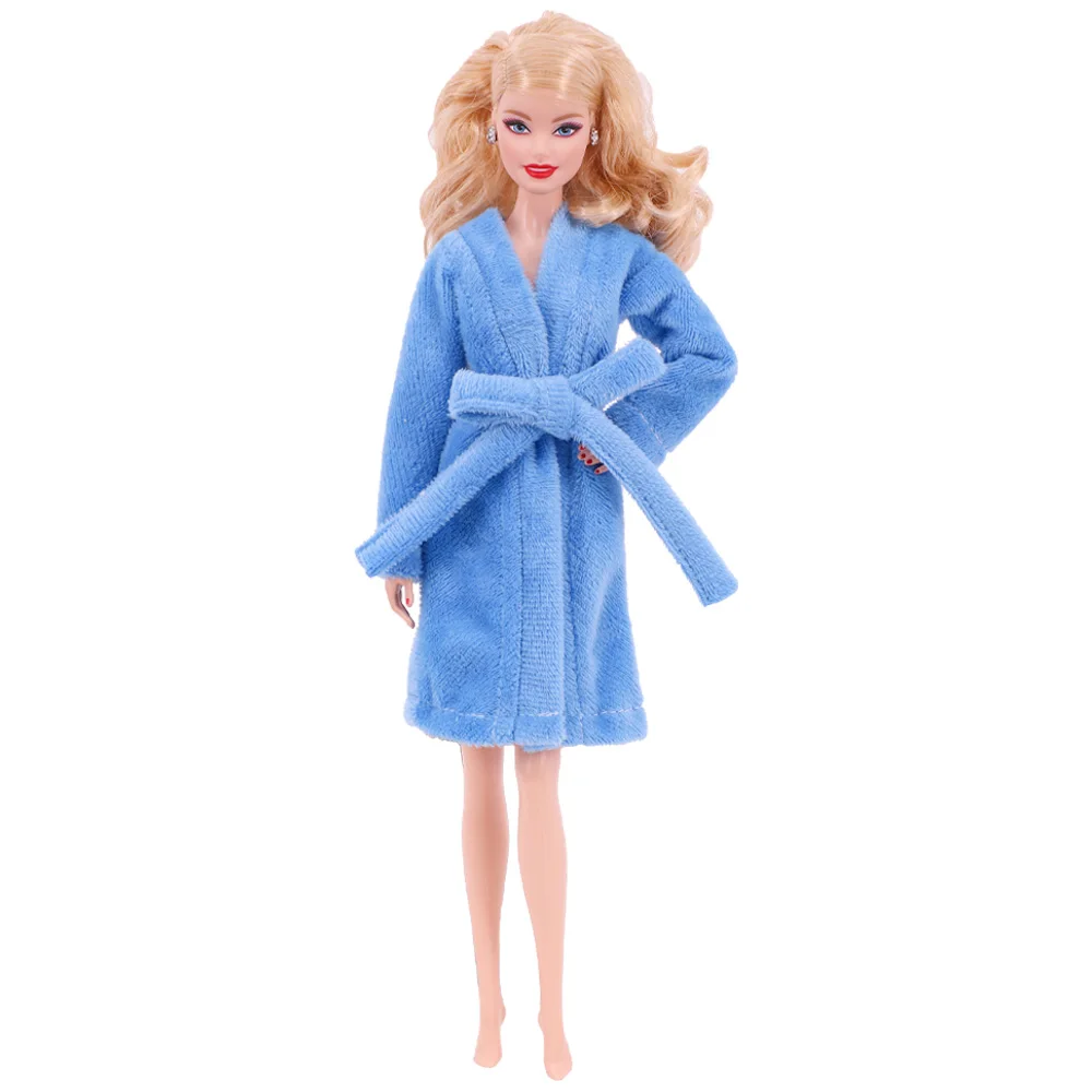 Doll Clothes Bathrobe Mulitcolor Robe Plush Solid/Leopard Dress For 11.8inch 30Cm Accessories Baby Girl's Holiday Gifts
