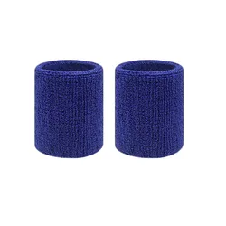 Set of 2 Sports Wristbands for Athletic Sweat Absorption (2pcs blue 8 cm)