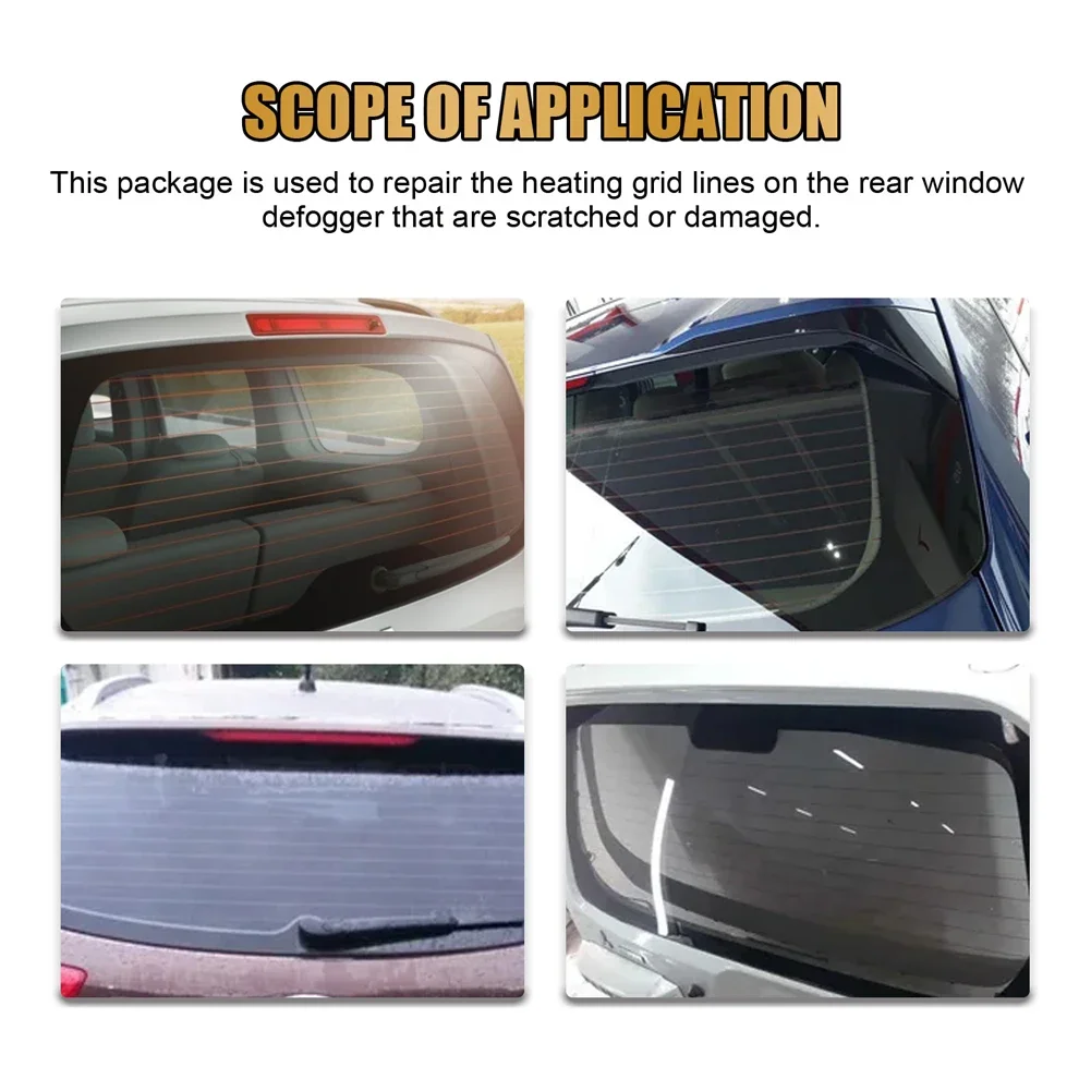 Car Rear Window Defogger Repair Kit DIY Quick Repair Scratched Broken Defroster Fix Heater Glass Lines Defroster Grid