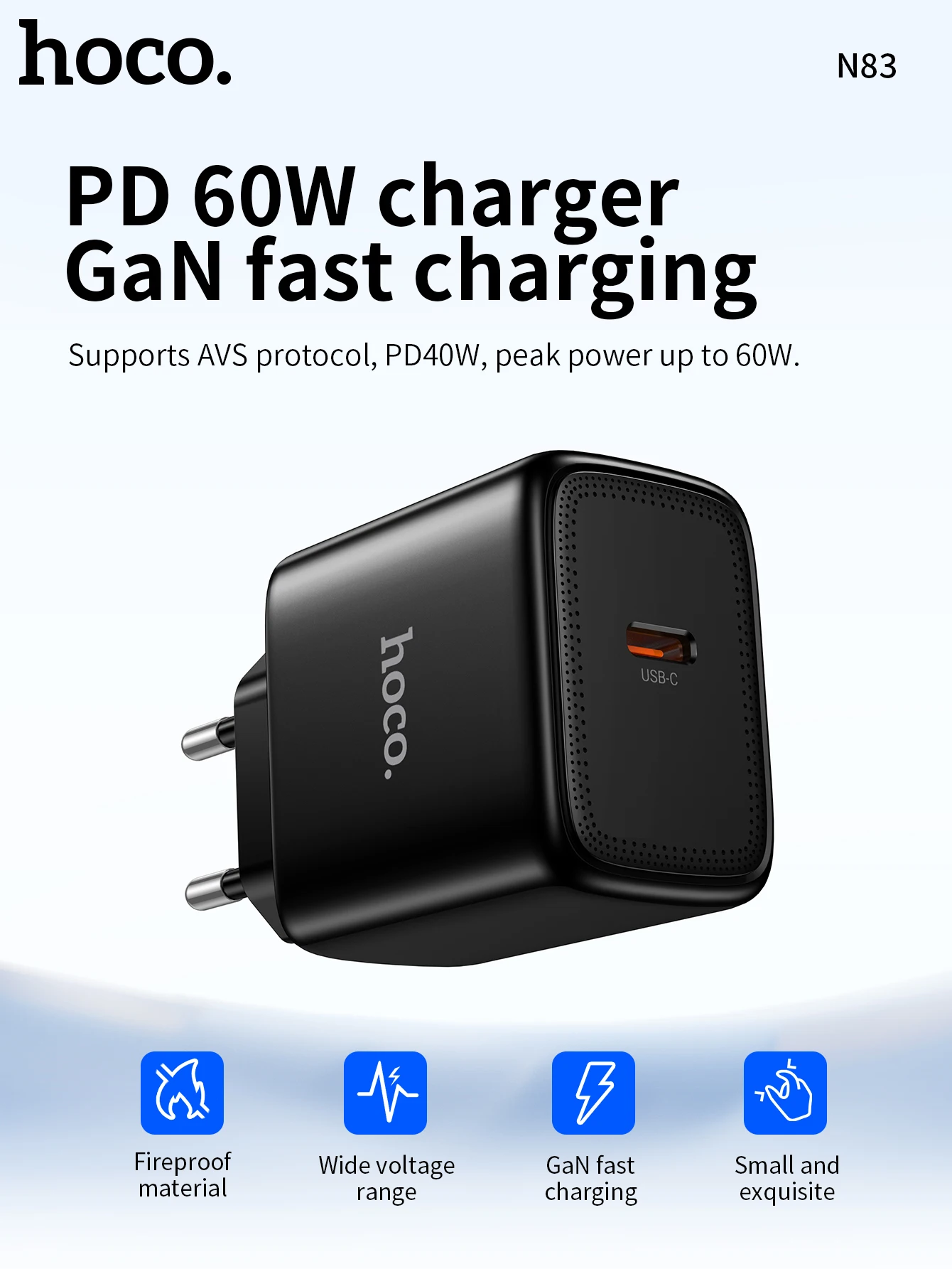 HOCO N83 40W GaN Fast Charger For iPhone 17 16 15 14 13 PD3.0 Charger for iPad Pro samsung Xiaomi Type C Mobile Phone Charger