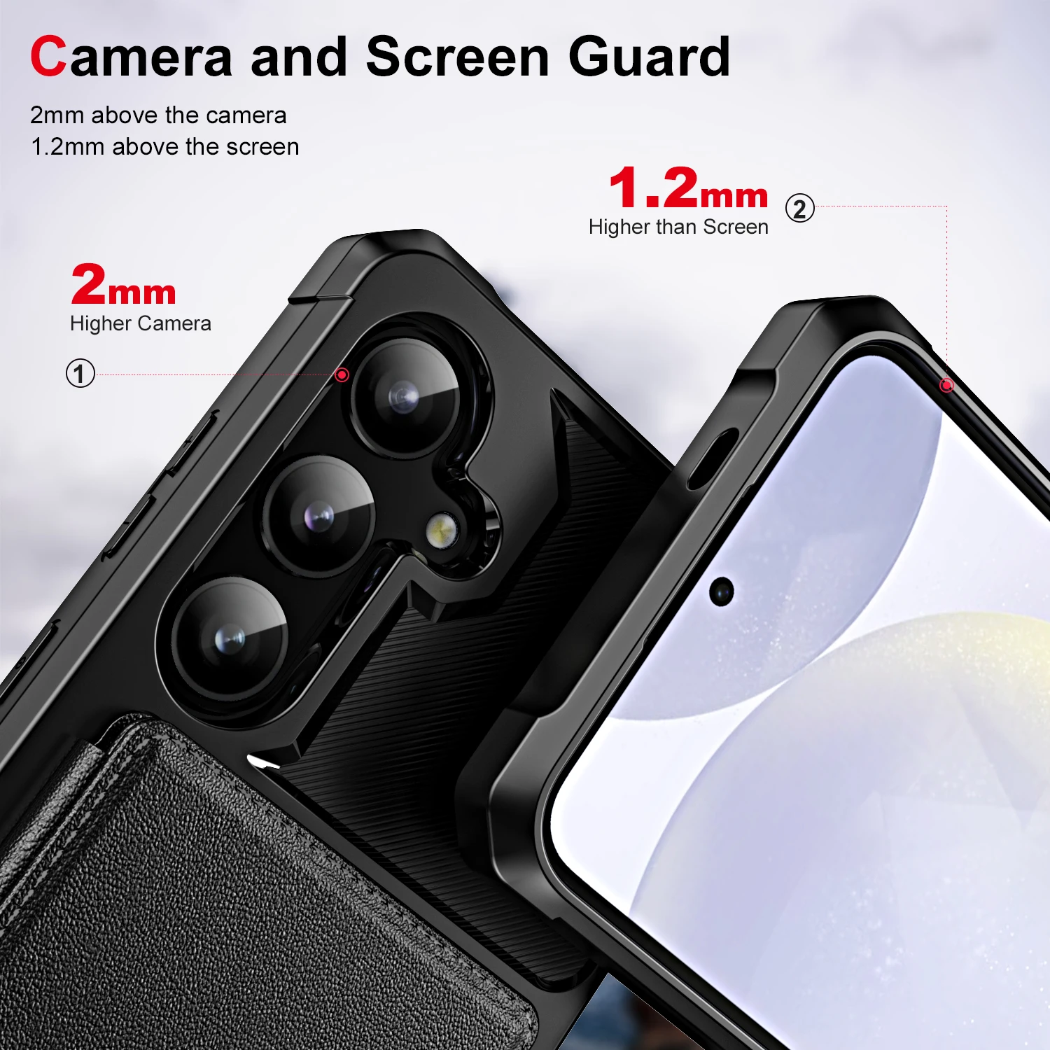 Magnetic Card Slot Leather Wallet Case with Anti-Fall Protection