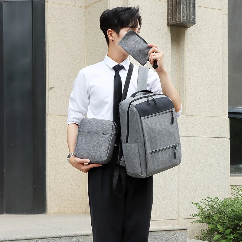 Bag, Backpack, Backpack, Large Shoulder Laptop, Capacity USB Rechargeable Three Piece Set For Student Business Travel Y2k Brand
