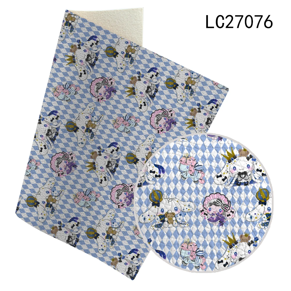 

Sanrio Cinnamoroll Printed Faux Litchi Leather Sheets Synthetic Leather Fabric for DIY Earrings Hair Bows Handbags Crafts 30*136
