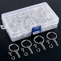50/500pcs Silver Plated Metal Blank Keyring Keychain Split Key Rings with Chain Climbing Buckles Carabiner Keychain Accessories 3