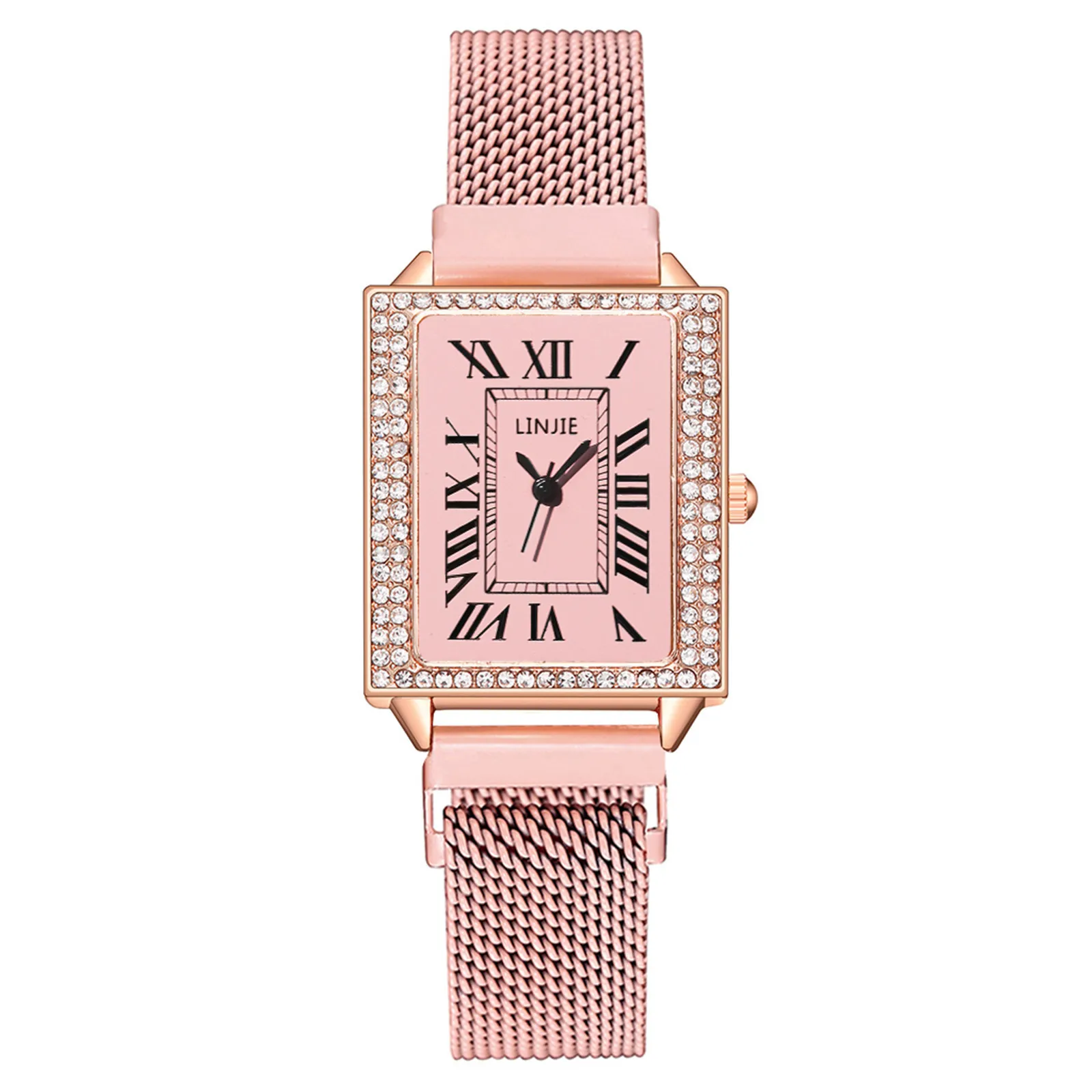 

Relogios Feminino Business Women'S Fashion Quartz Watch Stainless Steel Mesh Strap Watch Classic Versatile Square Vintage Watch