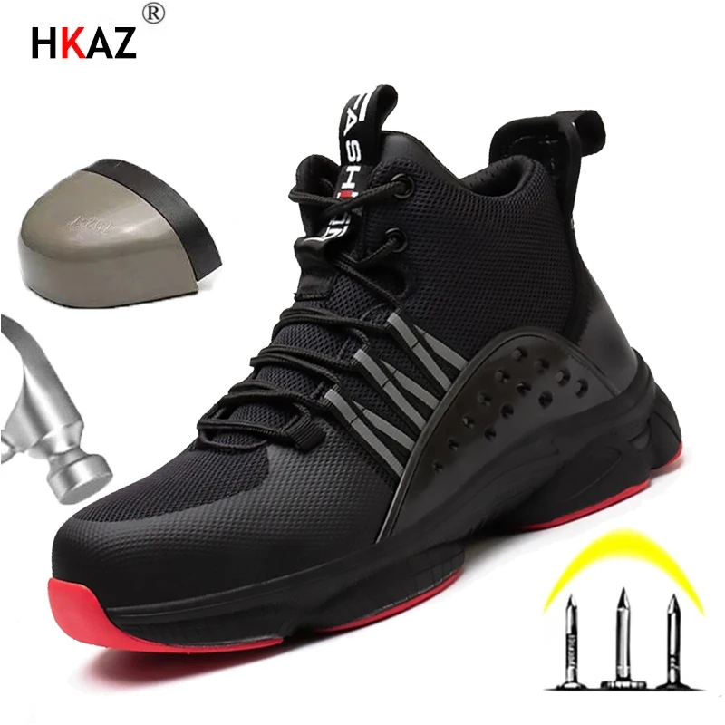 Chaussures de sécurité à bout en acier pour hommes, bottes de travail anti-crevaison, indestructibles, légères_voghion.com