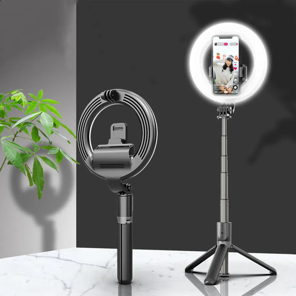 

Wireless Bluetooth Selfie Stick with Large LED Fill Light Portable Aluminum alloy Phone Tripod Shutter Monopod for IOS Android