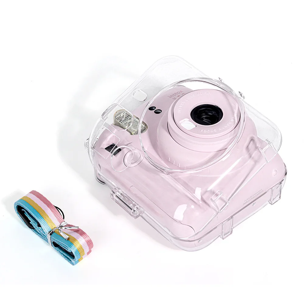Transparent Camera Cover Protective Carrying Bag Cover Storage Bag Shoulder Strap for Fujifilm Instax Mini 12