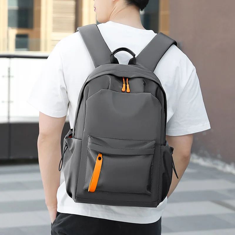 2024 New Backpack Men's Solid Color Large Capacity Leisure Outdoor Travel Bag Secondary School Bag Wholesale