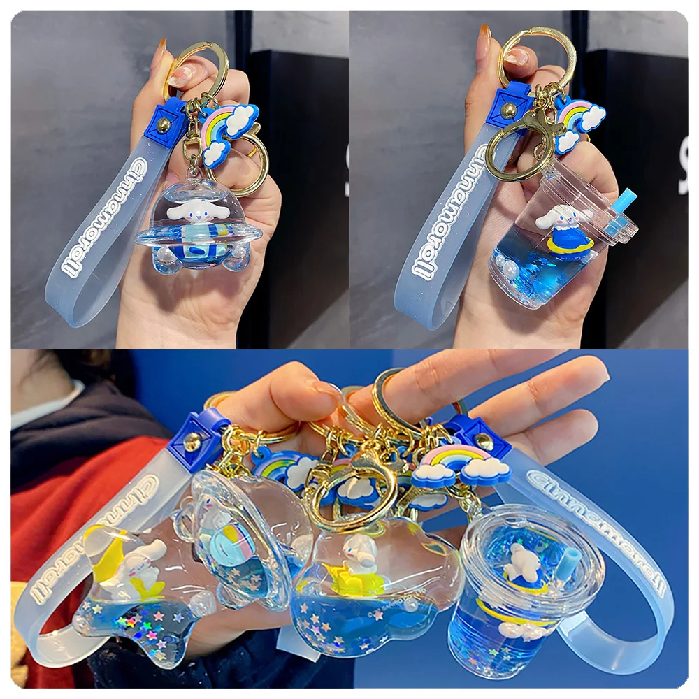 

Cute Sanrio Cinnamoroll Keychain Cinnamoroll Floating Liquid Keychain Bag Pendant Ornaments Accessories Jewelry Kids Toys Gifts