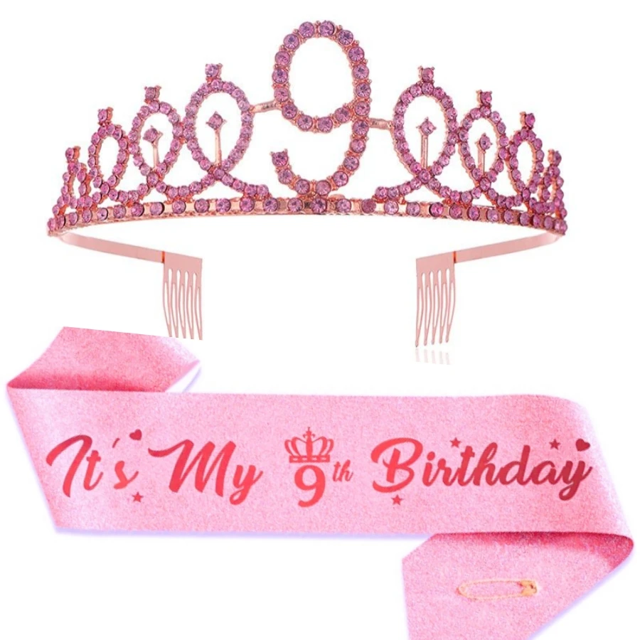 Geburtstags-Tiara Krone Schärpe für Frauen und Mädchen, Dies ist mein 4., 5., 6., 7., 8., 9., 10., 13., 16. Geburtstag, Party-Dekoration, Geschenke – Detail 7