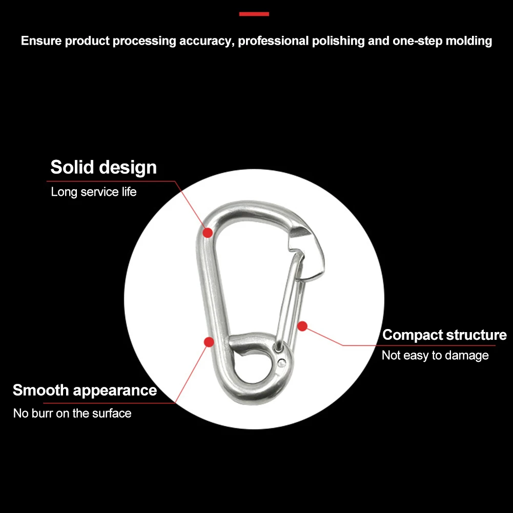Carabiner Climbing Hook Multi-purpose Snap Hook 304 Stainless Steel 6mm/8mm/10mm/12mm/14mm Connector Practical