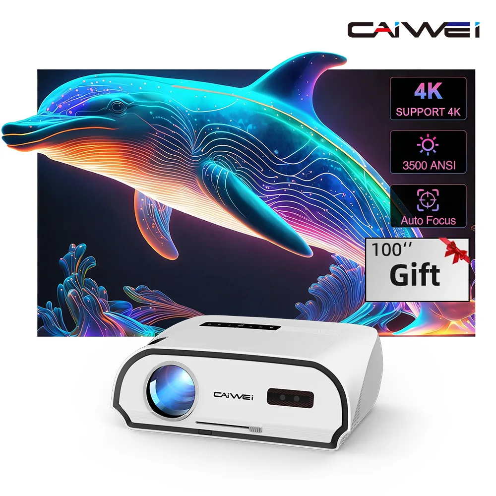 CAIWEI A10R Projetor 4k Android para casa Full HD 1080P Foco automático Wifi 6 3500 ANSI Smart TV Beam Portátil projetores no Brasil