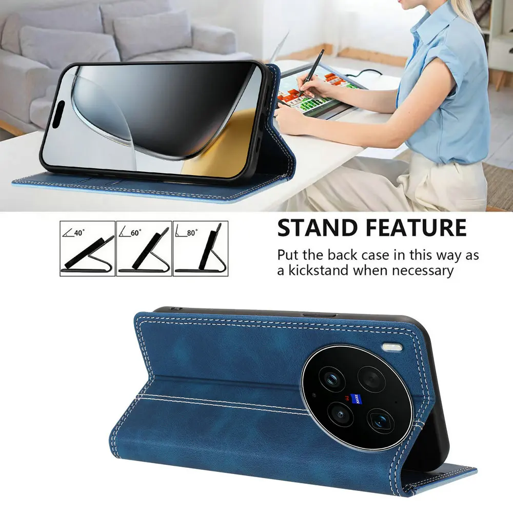 Elegant Magnetic Flip Case with RFID Protection and Leather Finish