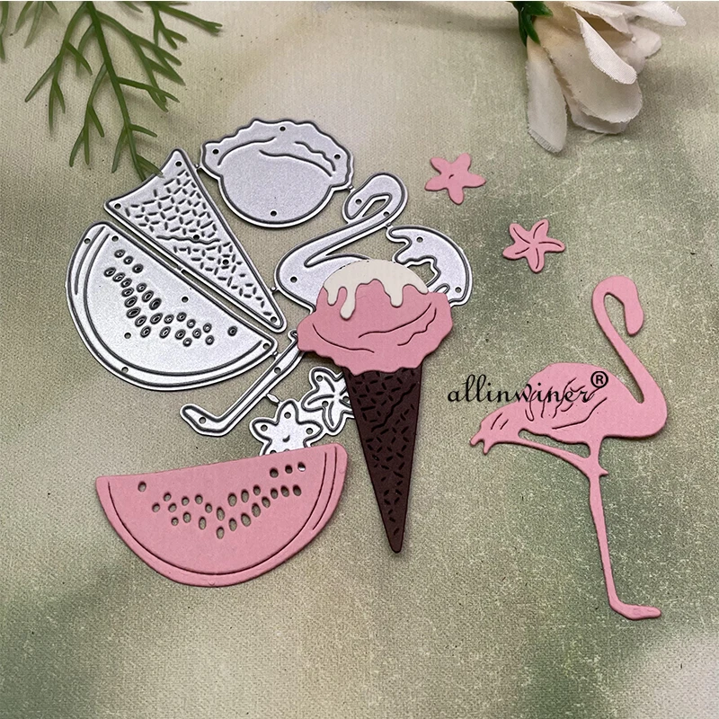 

Ice cream flamingo Metal Cutting Dies Stencils For DIY Scrapbooking Decorative Embossing Handcraft Die Cutting Template