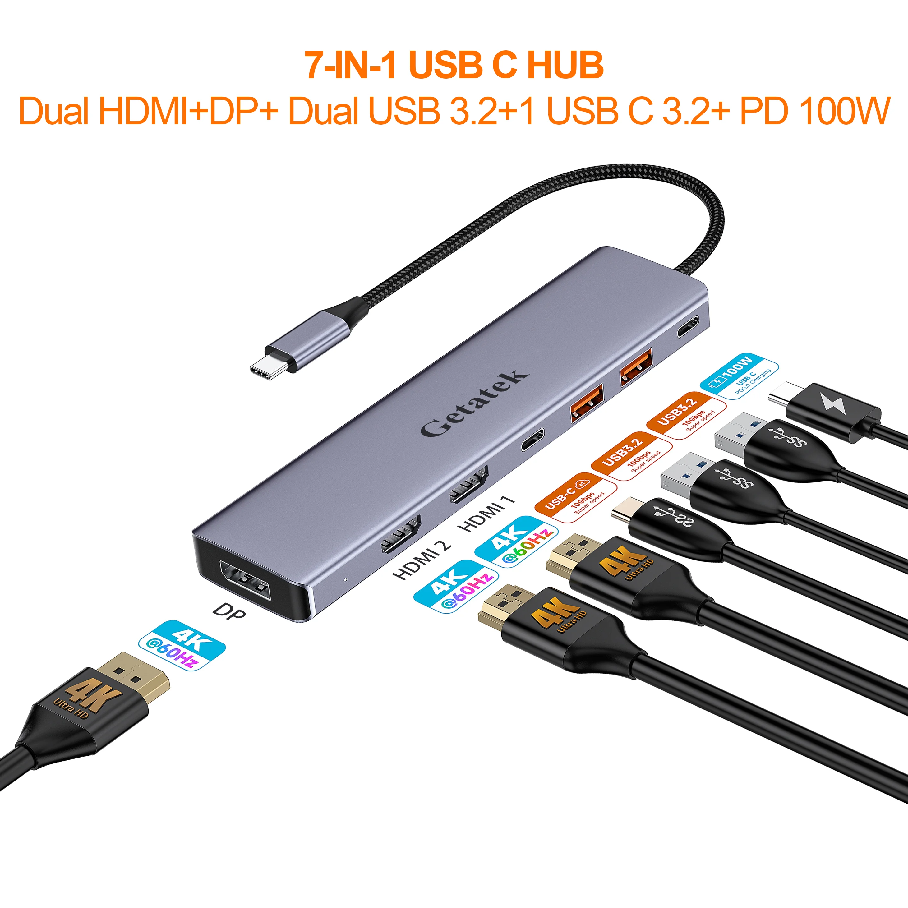 Ultimate 7-in-1 USB-C Hub with Triple Display & High-Speed Connectivity