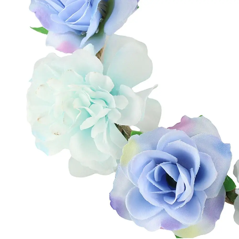 Elegant Wedding Party Hairband Floral Hoop Rose Flower Garland Cloth Tiara Women Headwear Flower Crown Flower Headband
