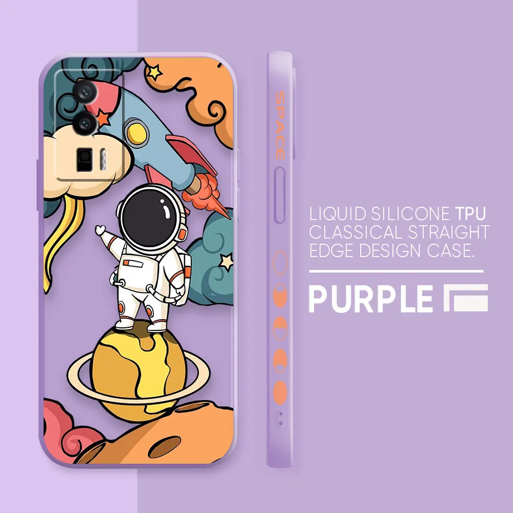 thumbnail image 1 of Case For Redmi K60E K50 K40S K40 K30 K20 10C 9 8A 8 Pro 4G 5G Colour Simple Liquid silicone Case Cute Cartoon Spaceman Astronaut, 1 of 5