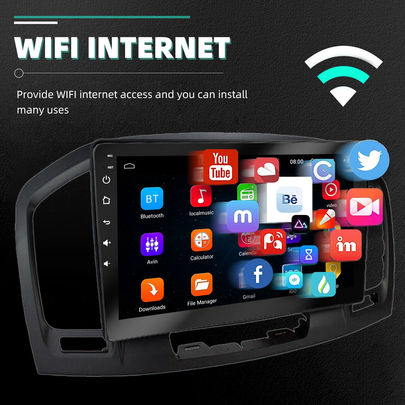 ESSGOO Android 14 2 DIN Autoradio 9 Zoll IPS Touchscreen Multimedia Player Für Opel Insignia 2008-2013 Wireless Carplay Android Auto GPS Navigation WIFI Bluetooth Mirror Link FM SWC RDS ASP Sound – Detail 9