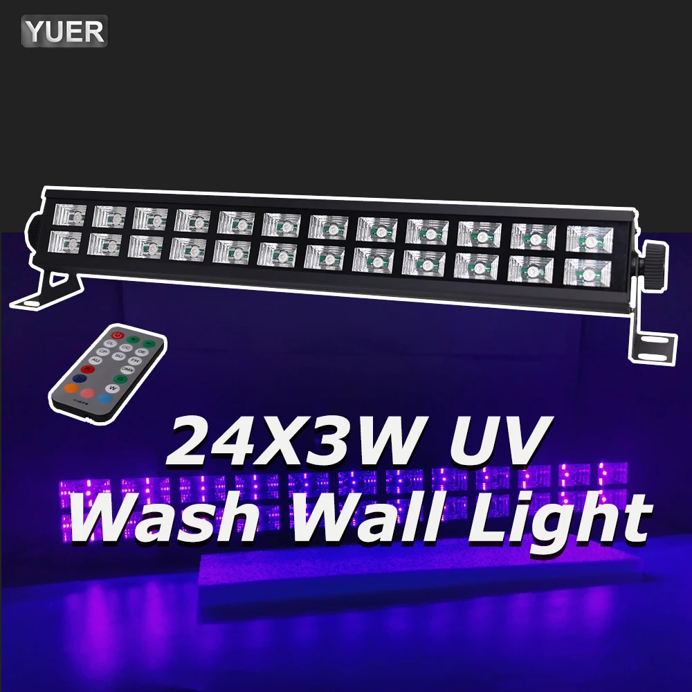 24X3W LED Double Row DJ Disco Bar UV Light Purple Wall Washer For Stage Birthday Party Christmas Lamp Ultraviolet Fluorescent