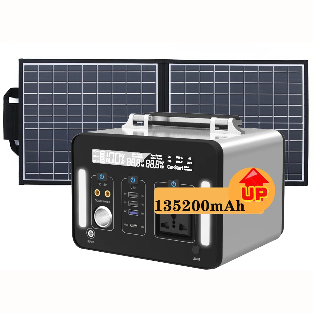 

High Efficiency 300W 500W 1000W Portable Battery 110V 220V AC DC Solar Power Station Outdoor Type C Solar Powered Generator