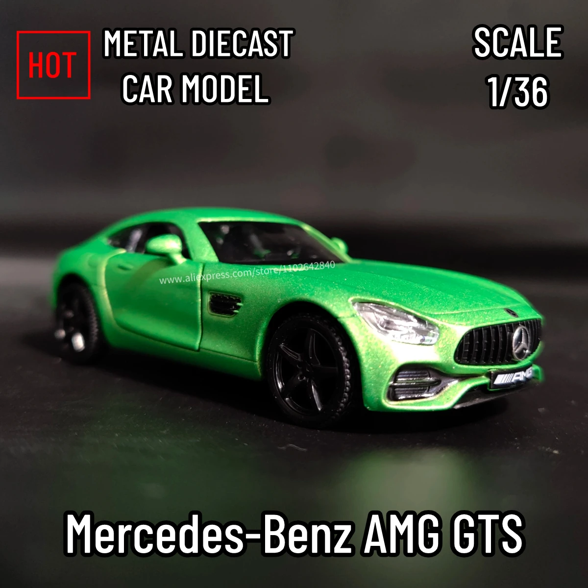1/36 Mercedes-Benz AMG GTS Alloy Diecast Model Car Collection Xmas Gift Office Home Ornaments Kids Scale Children Toys for Boys
