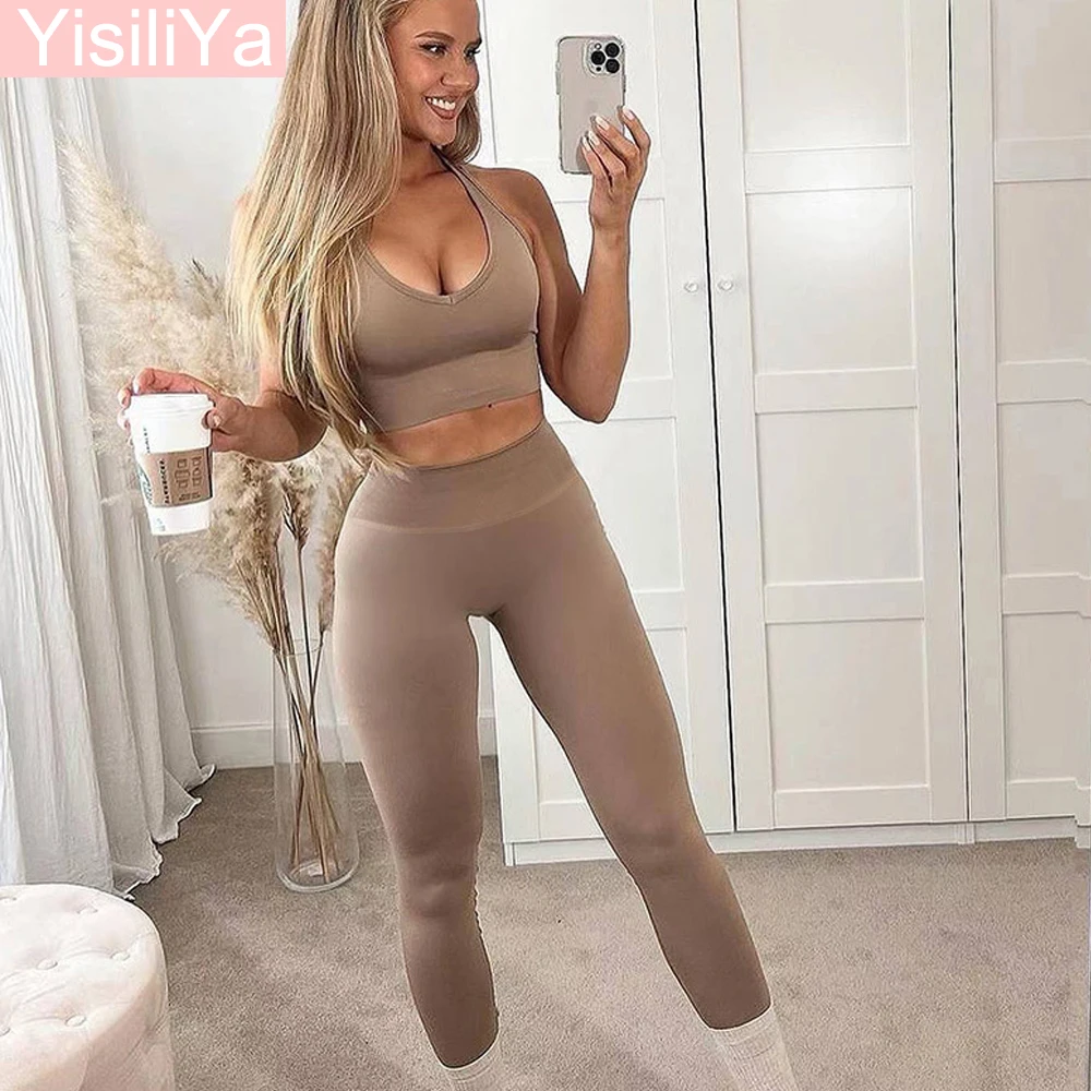 

Для йоги, тренажерного зала, спорта набор одежды для женской одежды, легкая атлетика, фитнес-брюки, высокая эластичность