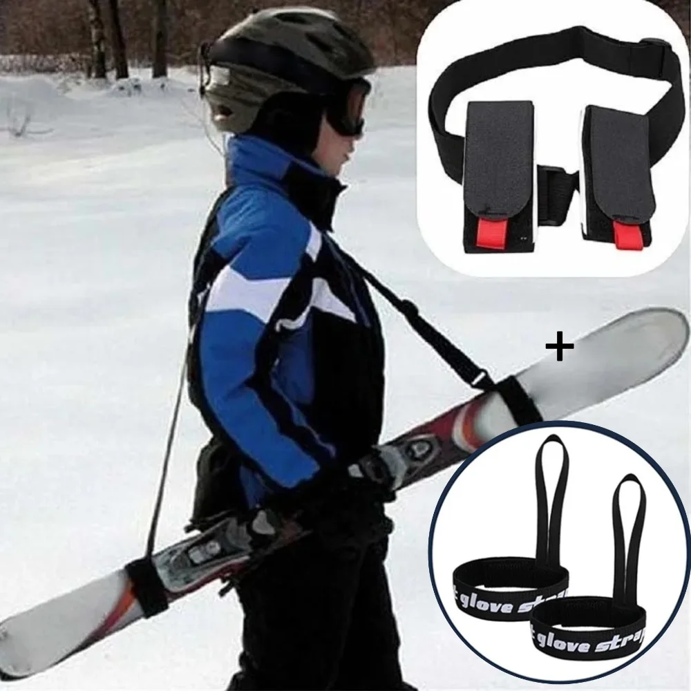 1Set Outdoor Ski Fixed Strap Hand-held Double Board Ski Strap Snowboard Shoulder Straps Adult Sled Shoulder Straps Ski Accessory