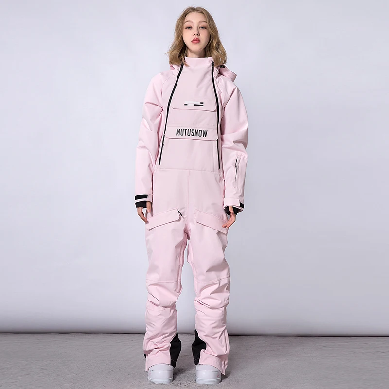 One-Piece Ski Suit Women Outdoor Snowboard Jacket Men Warm Skiing Set Wind Proof Waterproof Jumpsuits Overalls Winter Clothing