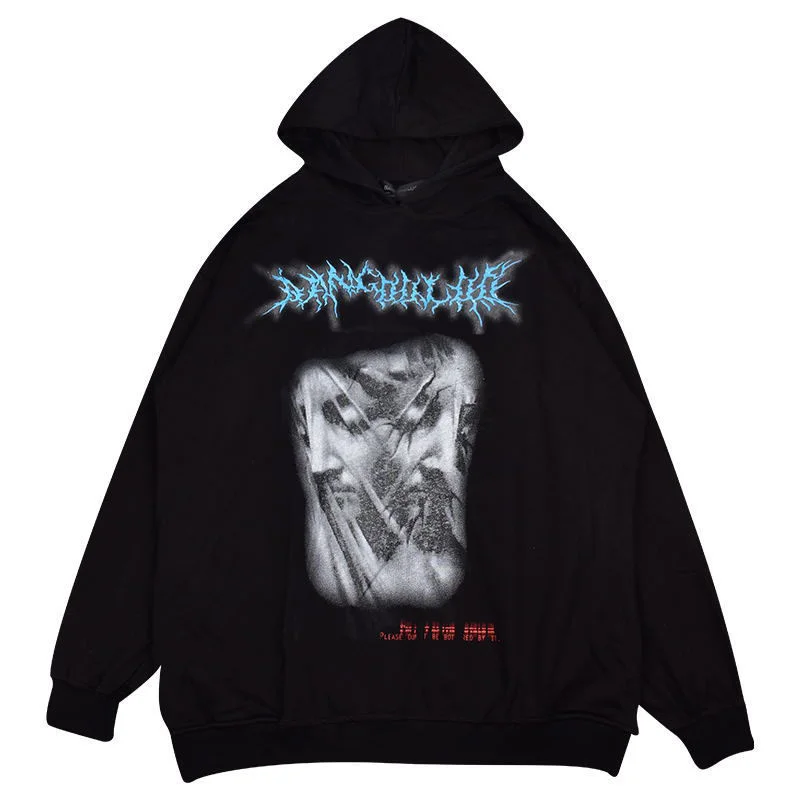 

Hip Hop Hooded Oversize Sweatshirt Hoodie Harajuku Kpop Gothic Streetwear Aesthetic Halloween Hoodies Men's Women's High Street